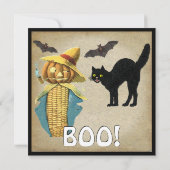 Invitation Tête de citrouille Chat noir Chauves-souris Invita (Dos)