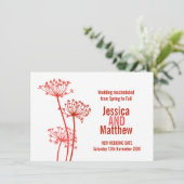 Invitation Tête de fleurs moderne Chervil rouge mariage repro (Debout devant)