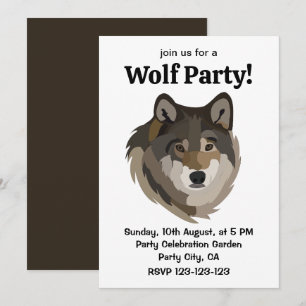 Invitation Tête de loup animal gris loup sauvage