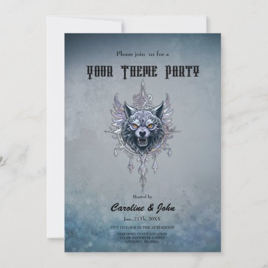 Invitation Tête de loup mystique. (Devant)