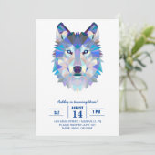 Invitation Tête de loup polygonale géométrique (Debout devant)