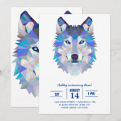 Invitation Tête de loup polygonale géométrique (Devant / Derrière)