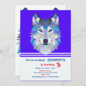 Invitation Tête de loup polygonale géométrique (Devant / Derrière)