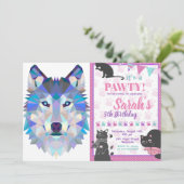 Invitation Tête de loup polygonale géométrique (Debout devant)