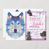 Invitation Tête de loup polygonale géométrique (Devant / Derrière)