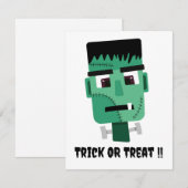 Invitation Tête de monstre de Frankenstein (Devant / Derrière)