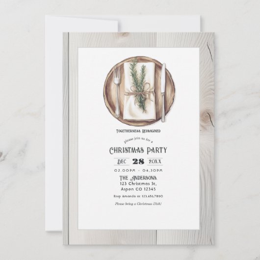 Invitation Tête de Noël rustique réinventée (Devant)