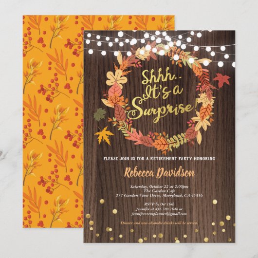 Invitation Tête de retraite surprise d'automne grâce à l'acti (Devant / Derrière)