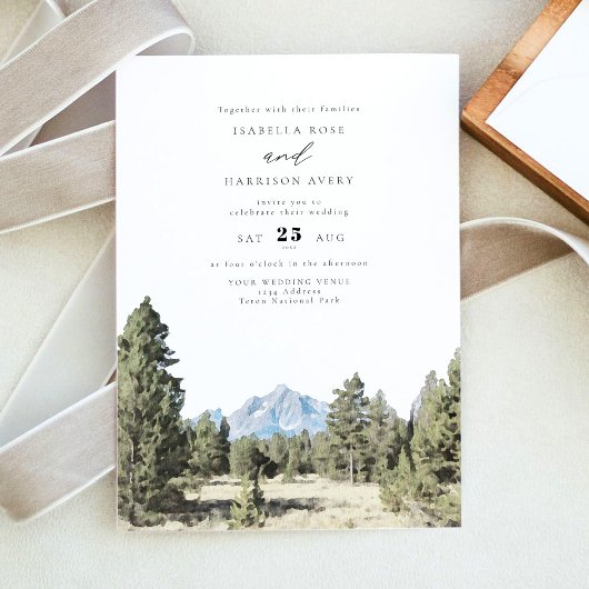 Invitation TETON NATIONAL PARK Mountain Skyline Mariage