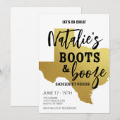 Invitation Texas Bachelorette Boots & Booze (Devant / Derrière)