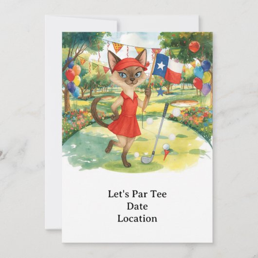 Invitation Texas Birthday Theme for GOLFER Amoureux de les ch (Devant)