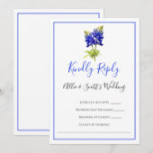 Invitation Texas Bluebonnet Flowers, Mariage moderne RSVP (Devant / Derrière)