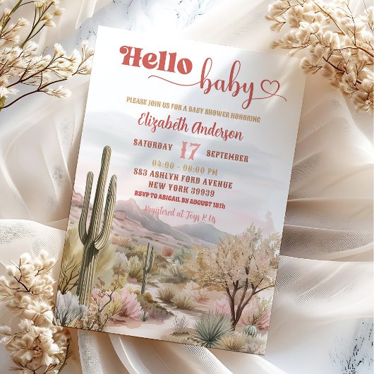 Invitation Texas Desert Baby shower Hello Baby