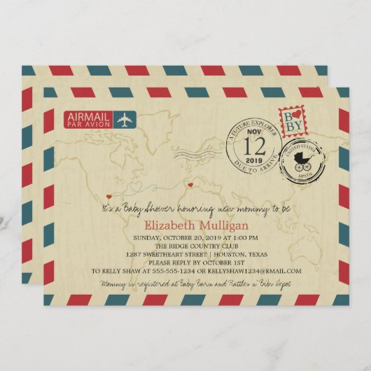 Invitation Texas / ESPAGNE | Baby shower (Devant / Derrière)