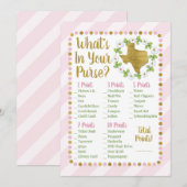 Invitation Texas Pink Gold What's In Your Purse Shower Game (Devant / Derrière)