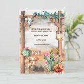 Invitation Texas western ranch cactus desert skull arche (Debout devant)