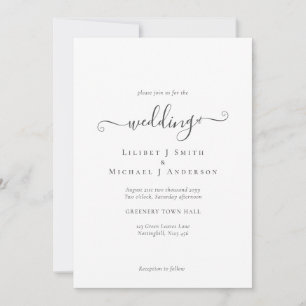 Invitation Texte blanc classique contemporain uniquement Mari