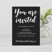 Invitation Texte blanc de fête générale monochrome moderne (Debout devant)