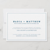 Invitation Texte classique minima marine bleu et blanc mariag (Devant)