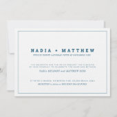 Invitation Texte classique minima marine bleu et blanc mariag (Devant)