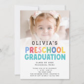 Invitation Texte Coloré Photo Préscolaire Graduation (Devant)