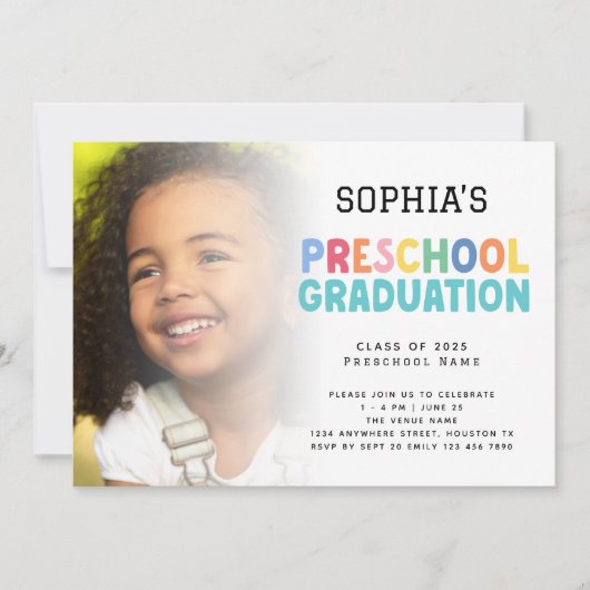 Invitation Texte coloré Photo superposition de l'enseignement (Devant)