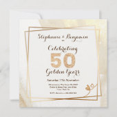Invitation Texte d'anniversaire de mariage de 50 ans en paill (Devant)