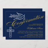 Invitation Texte de confirmation de script d'or avec croix et (Devant / Derrière)