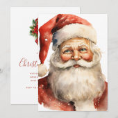 Invitation Texte de fête de Noël rétro du Père Noël au dos (Devant / Derrière)