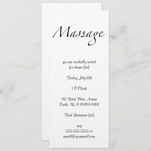Invitation Texte de massage (Devant / Derrière)