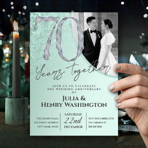 Invitation Texte de texture de diamant 70e anniversaire de ma