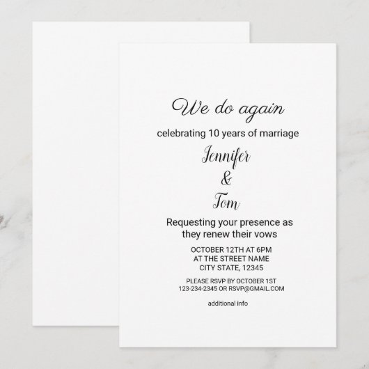 Invitation Texte éditable de nom à ajouter à l'aquarelle colo (Devant / Derrière)