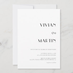 Invitation Texte en gras noir et blanc Mariage tout-en-un QR