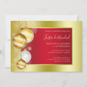 Invitation Texte espagnol stylé Ruby & Gold Noël festif (Devant)