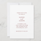Invitation Texte et photo blanc et rouge foncé | MARIAGE (Dos)