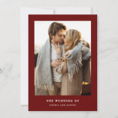 Invitation Texte et photo élégants en rouge foncé | MARIAGE (Devant)