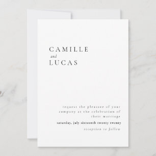 Invitation Texte et Photo Élégants Minimalistes Mariage