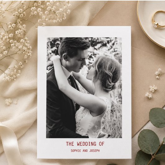 Invitation Texte et Photo Élégants Simples | Code QR Mariage