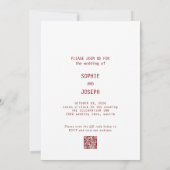 Invitation Texte et Photo Élégants Simples | Code QR Mariage (Dos)