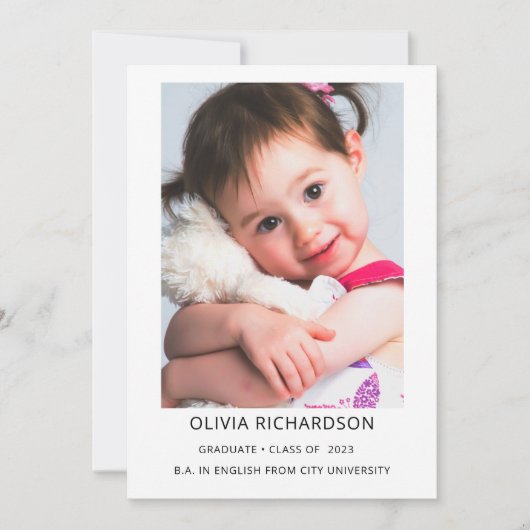 Invitation Texte et photo simple et élégant | Graduation 2023 (Devant)