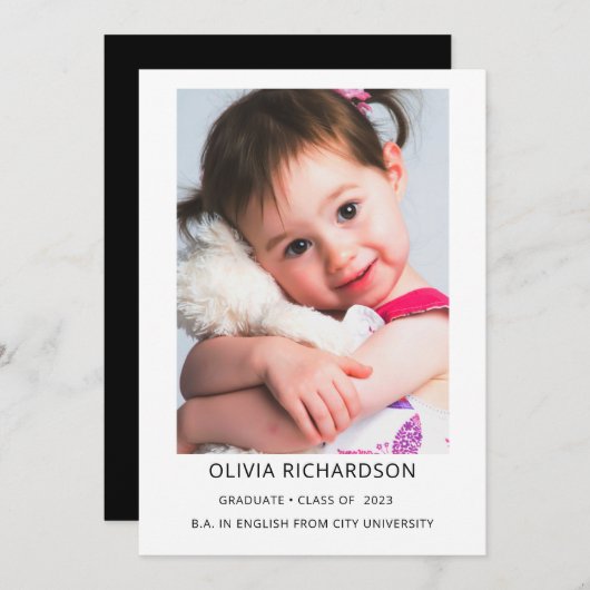 Invitation Texte et photo simple et élégant | Graduation 2023 (Devant / Derrière)