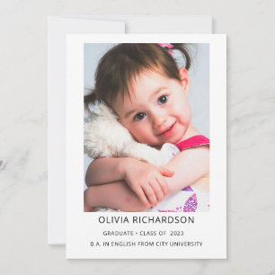 Invitation Texte et photo simple et élégant Graduation 2023