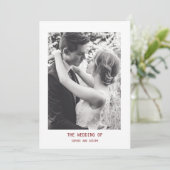 Invitation Texte et photo simple et élégant | Mariage de code (Debout devant)