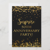 Invitation Texte Étoiles Pailletées Or 50e Anniversaire (Devant)