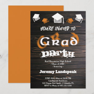 Invitation Texte flou marron orange pour la fête de remise de