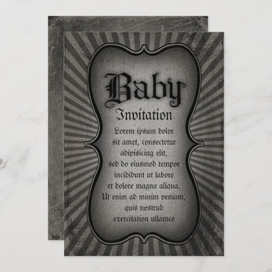 Invitation Texte gothique Bébé (Devant / Derrière)