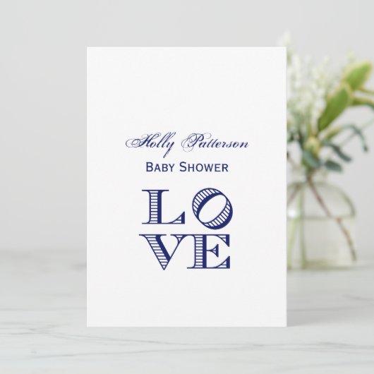 Invitation Texte graphique LOVE - Bleu (Debout devant)