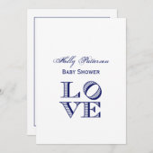 Invitation Texte graphique LOVE - Bleu (Devant / Derrière)