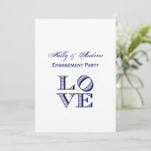 Invitation Texte graphique LOVE - Bleu (Debout devant)