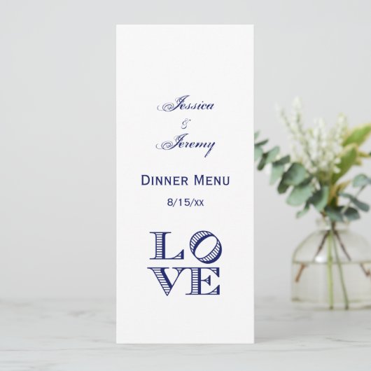 Invitation Texte graphique LOVE - Bleu (Debout devant)